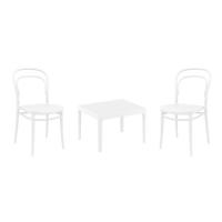 Marie Conversation Set with Sky 24" Side Table White S251109-WHI